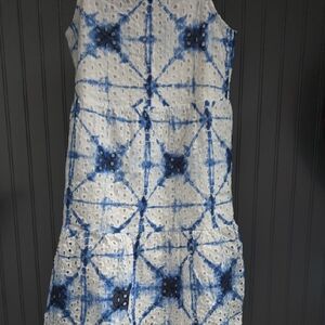 Stylish Kids Sleeveless Dress in Blue and White